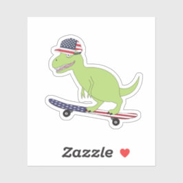 Pegatina Patinaje de Dinosaurios de Bandera Americana