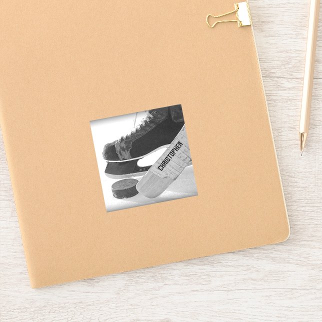 Pegatina Patines negros de hockey personalizados (Cuaderno)