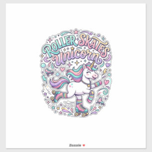 Pegatina Patines Unicornio Unicornio Estilo Retro Gráfico 