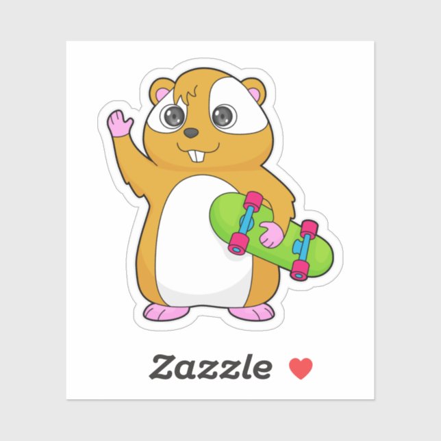 Pegatina Patineta de esquí de Hamster (Hoja)