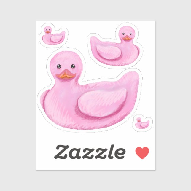 Pegatina Patitos de goma rosados (Hoja)