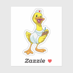 Pegatina Pato como enfermera con corazón