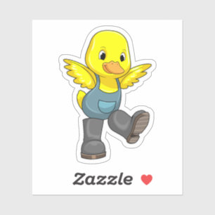 Pegatina Pato como granjero con botas