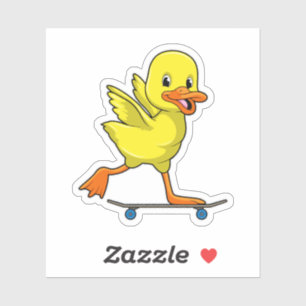 Pegatina Pato como patinador con patineta