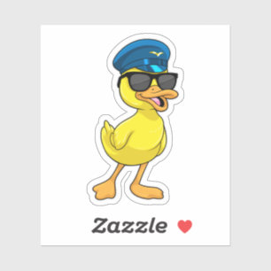 Pegatina Pato como piloto con gorra piloto