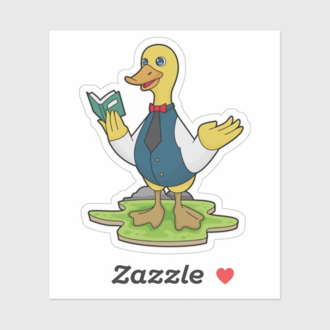 Pegatina Pato como profesor con libro (Hoja)