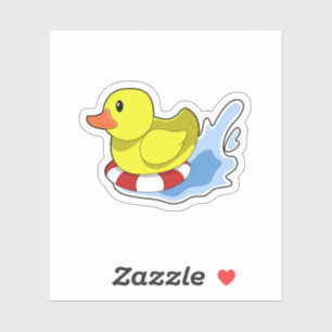 Pegatina Pato con anillo de natación en el agua.PNG