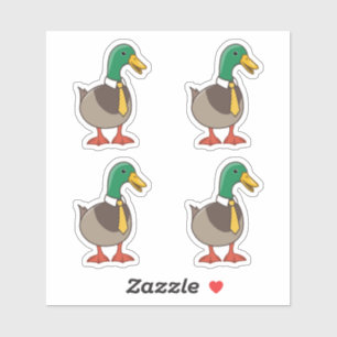 Pegatina Pato de dibujos animados lindo con corbata 4 Stick