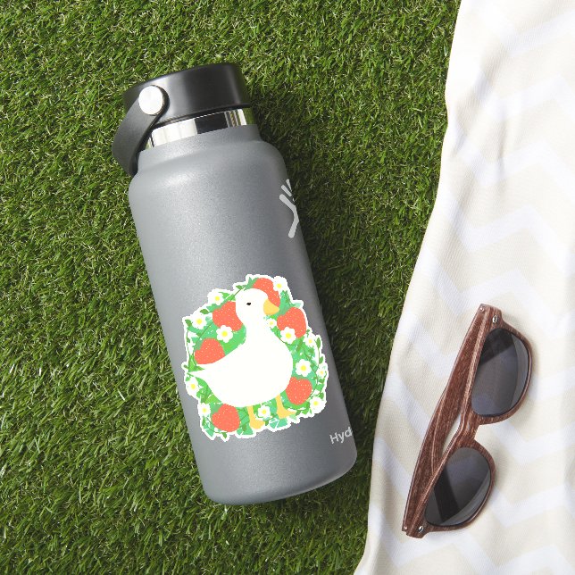 Pegatina Pato de gasa de fresa floral (HydroFlask Insitu)