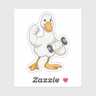 Pegatina Pato en Bodybuilding con Dumbbell