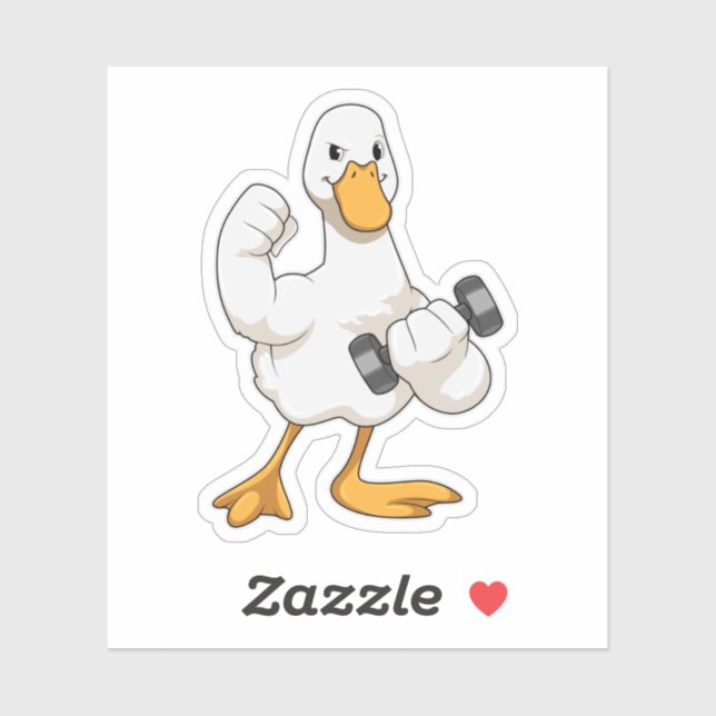 Pegatina Pato en Bodybuilding con Dumbbell (Hoja)