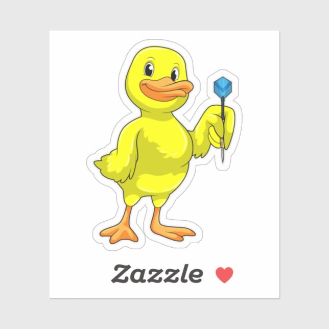 Pegatina Pato en Darts con Dart (Hoja)