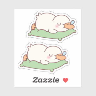 Pegatina Pato Lindo Durmiendo Sobre Almohada