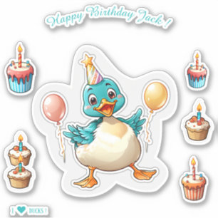 Pegatina Pato personalizado - Feliz cumpleaños personalizad