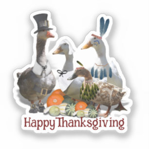 Pegatina Patos gansos peregrinos Día de Acción de Gracias