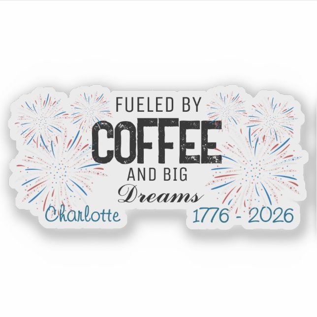 Pegatina  Patriotic 4th of July Custom Name (Anverso)