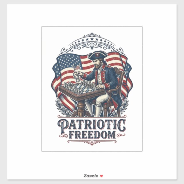 Pegatina Patriotic Chess Player Vector Graphic Tee (Hoja)
