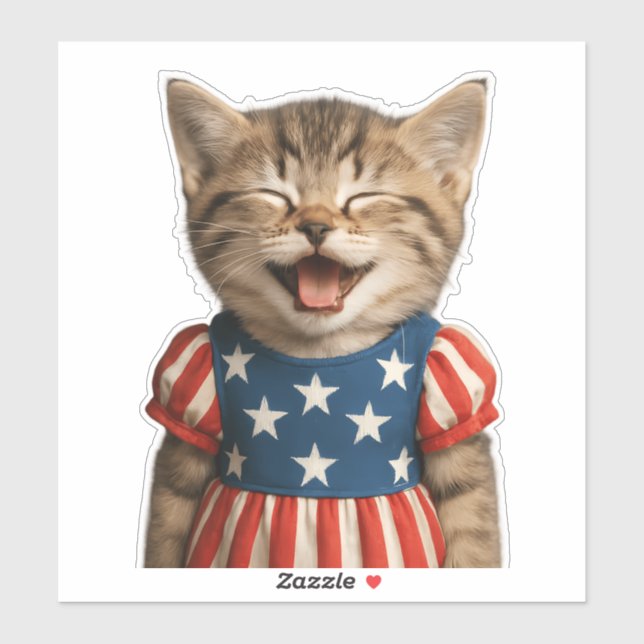 Pegatina Patriotic Laughing Kitty (Hoja)