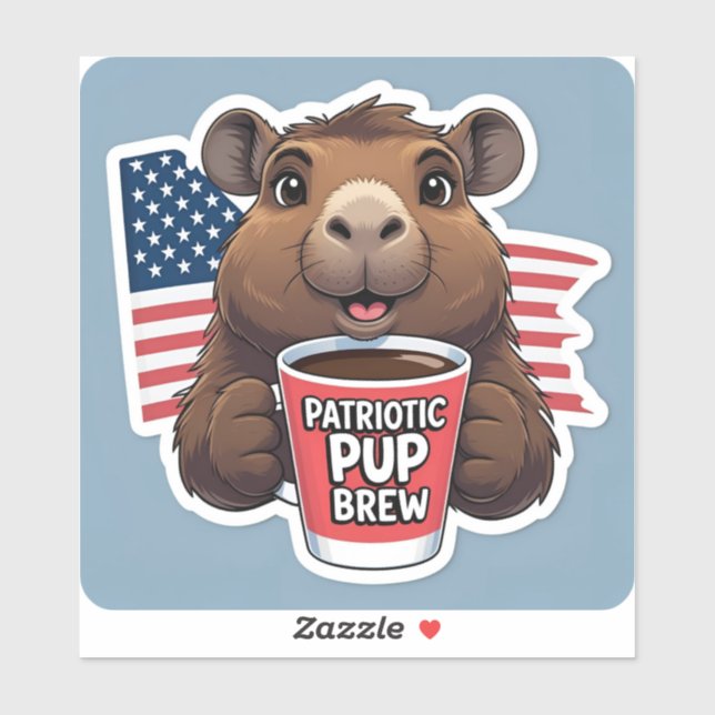 Pegatina  'Patriotic Pup Brew' Decals for Businesses (Hoja)