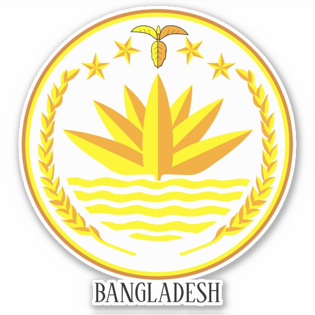 Pegatina Patriótico del Emblema Nacional de Bangladesh (Anverso)