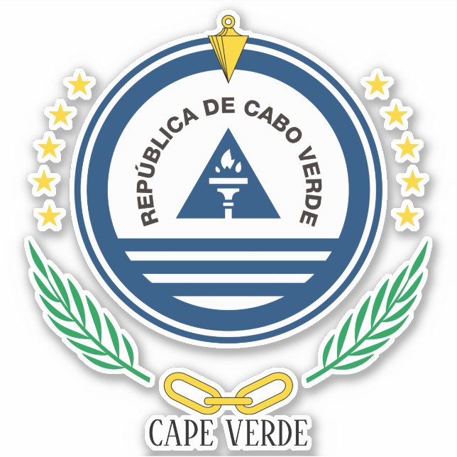Pegatina Patriótico del Emblema Nacional de Cabo Verde (Anverso)