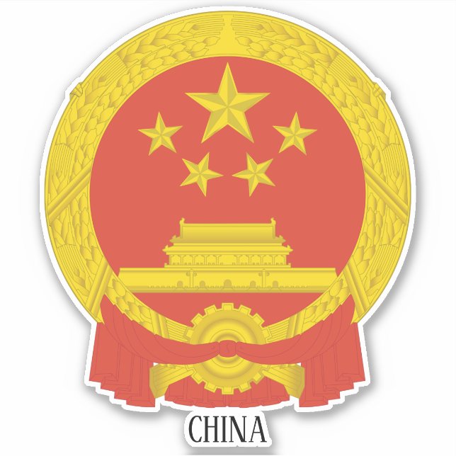 Pegatina Patriótico del Emblema Nacional de China (Anverso)