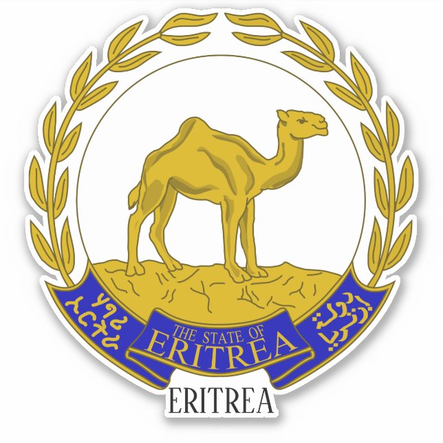 Pegatina Patriótico del Emblema Nacional de Eritrea (Anverso)