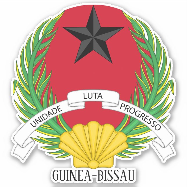 Pegatina Patriótico del Emblema Nacional de Guinea-Bissau (Anverso)