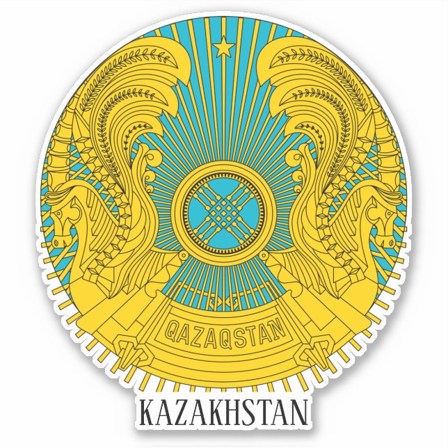 Pegatina Patriótico del Emblema Nacional de Kazajistán (Anverso)