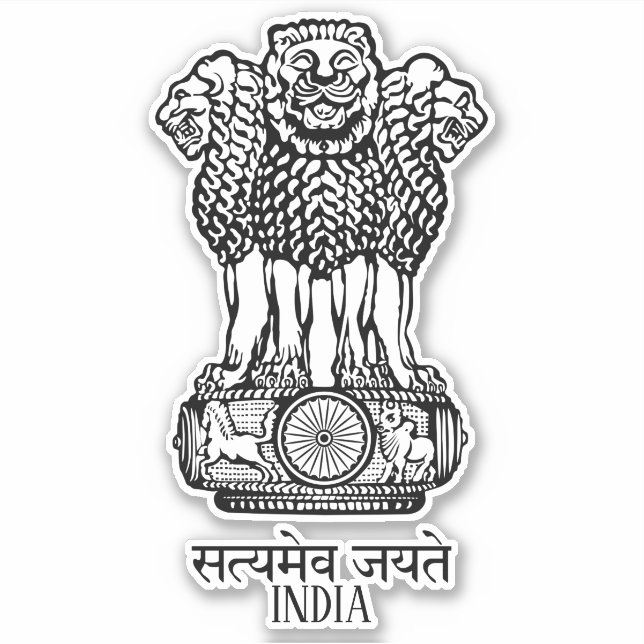 Pegatina Patriótico del Emblema Nacional de la India (Anverso)