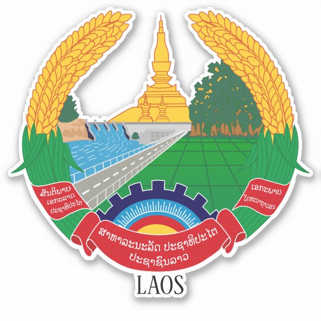 Pegatina Patriótico del Emblema Nacional de Laos (Anverso)