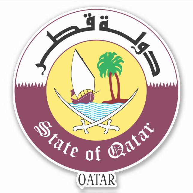 Pegatina Patriótico del Emblema Nacional de Qatar (Anverso)