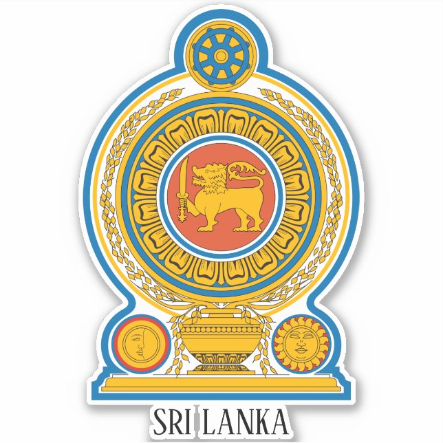 Pegatina Patriótico del Emblema Nacional de Sri Lanka (Anverso)