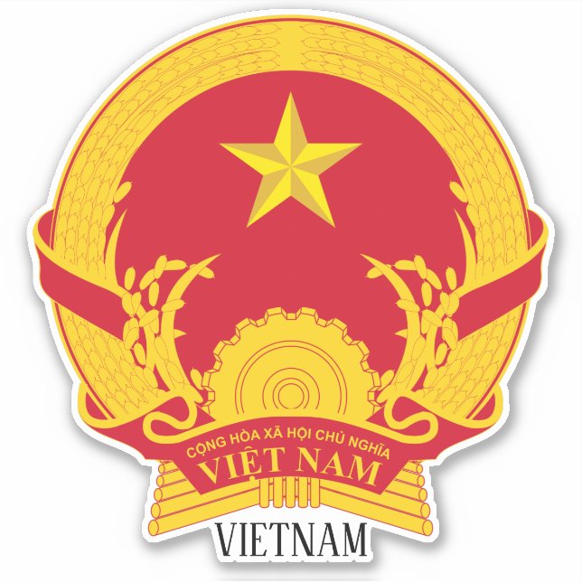 Pegatina Patriótico del Emblema Nacional de Vietnam (Anverso)