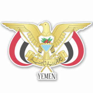 Pegatina Patriótico del Emblema Nacional de Yemen