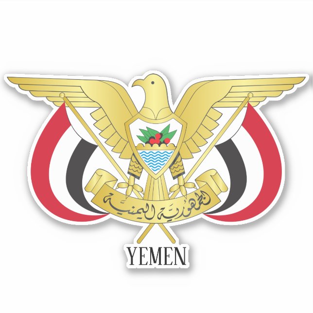 Pegatina Patriótico del Emblema Nacional de Yemen (Anverso)