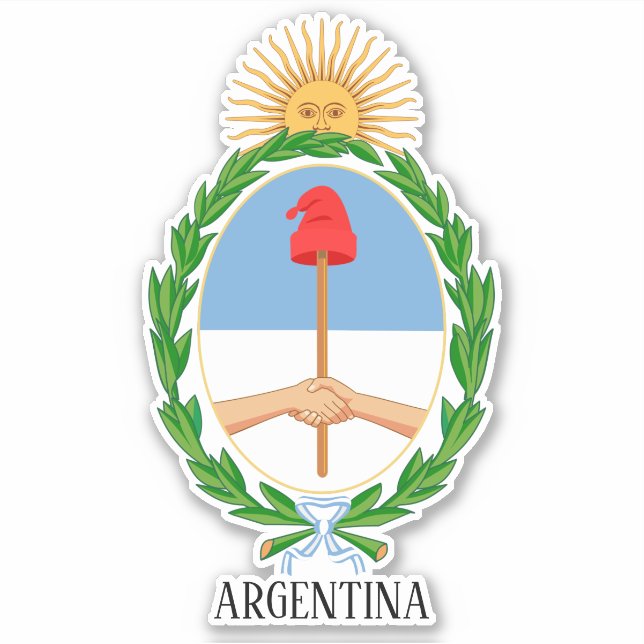 Pegatina Patriótico Del Escudo Nacional De Armas De Argenti (Anverso)