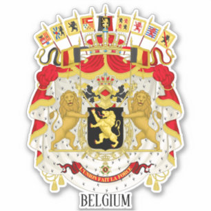 Pegatina Patriótico Del Escudo Nacional De Armas De Bélgica