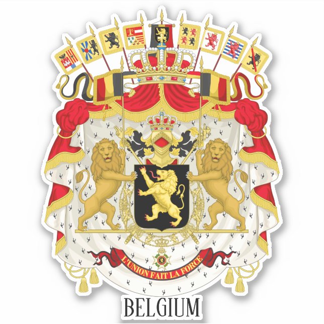 Pegatina Patriótico Del Escudo Nacional De Armas De Bélgica (Anverso)