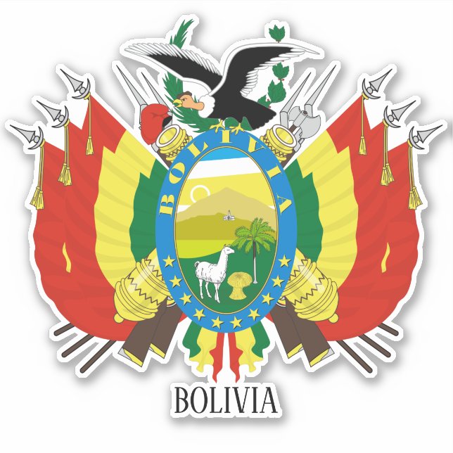Pegatina Patriótico Del Escudo Nacional De Armas De Bolivia (Anverso)