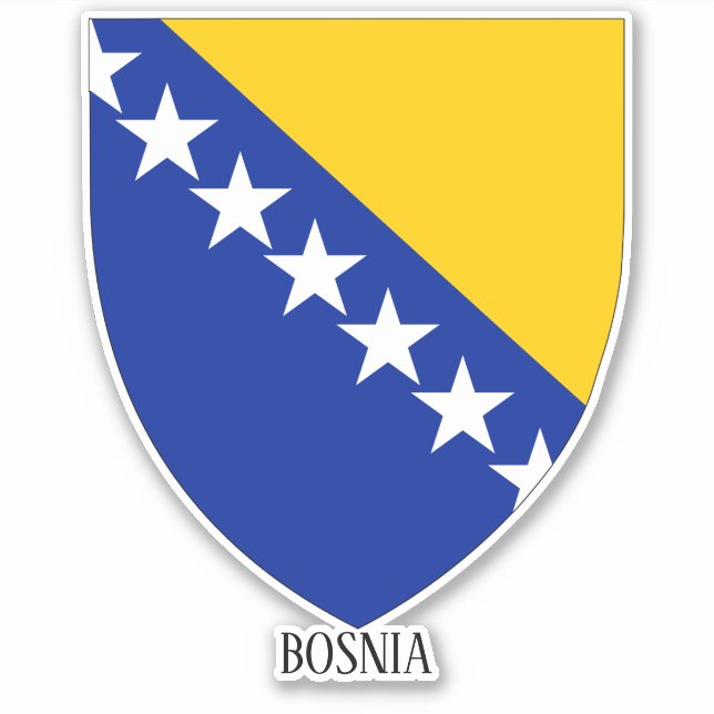 Pegatina Patriótico Del Escudo Nacional De Armas De Bosnia (Anverso)