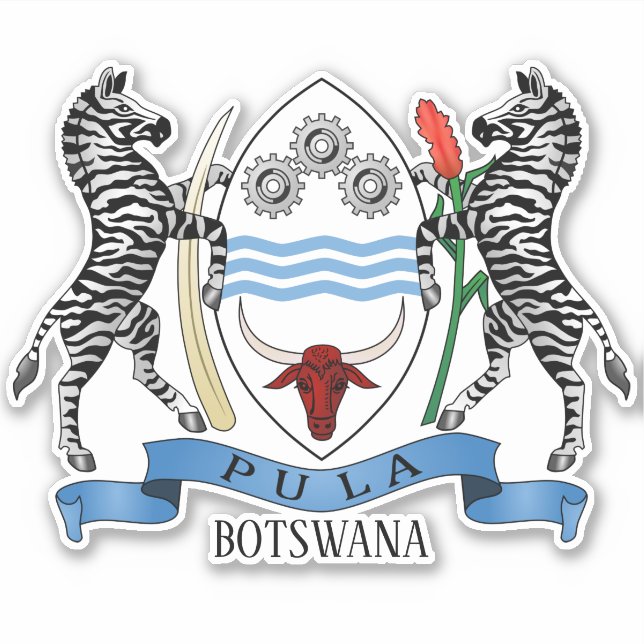 Pegatina Patriótico Del Escudo Nacional De Armas De Botswan (Anverso)