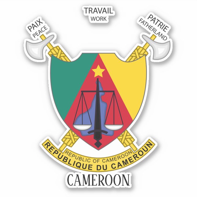 Pegatina Patriótico Del Escudo Nacional De Armas De Camerún (Anverso)
