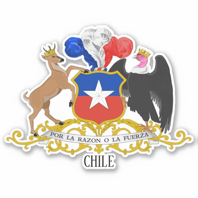 Pegatina Patriótico Del Escudo Nacional De Armas De Chile (Anverso)