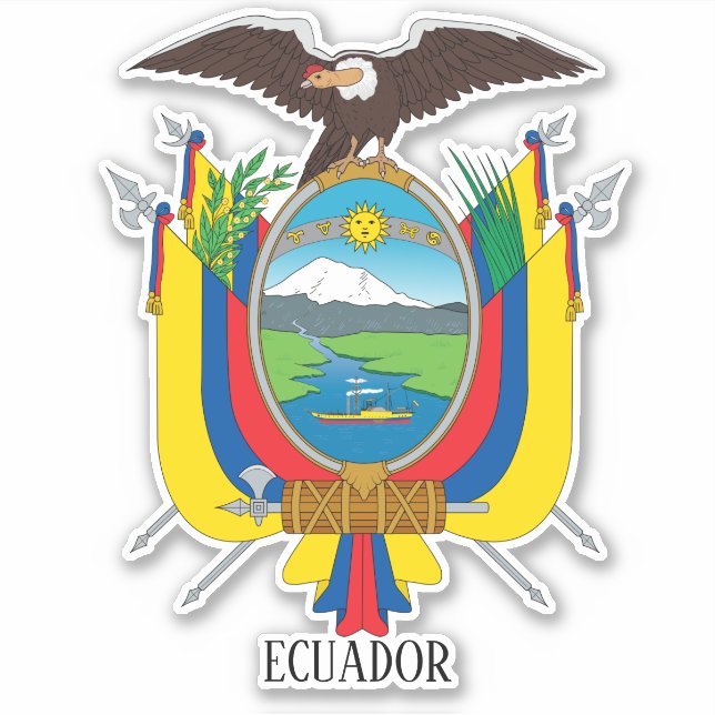 Pegatina Patriótico Del Escudo Nacional De Armas De Ecuador (Anverso)