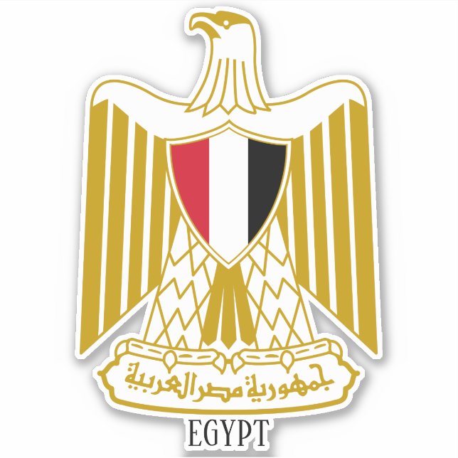 Pegatina Patriótico Del Escudo Nacional De Armas De Egipto (Anverso)