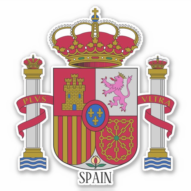 Pegatina Patriótico Del Escudo Nacional De Armas De España (Anverso)