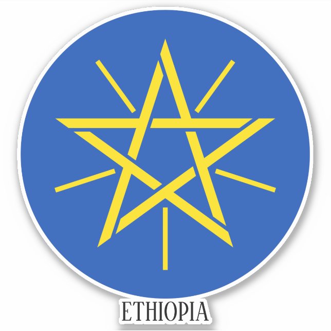 Pegatina Patriótico Del Escudo Nacional De Armas De Etiopía (Anverso)