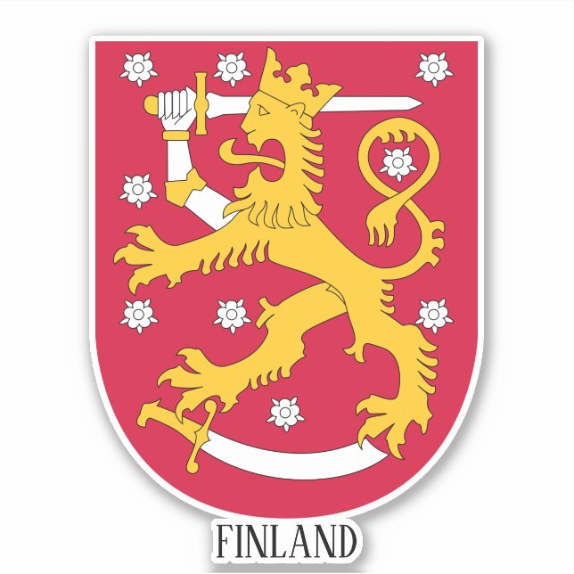Pegatina Patriótico Del Escudo Nacional De Armas De Finland (Anverso)