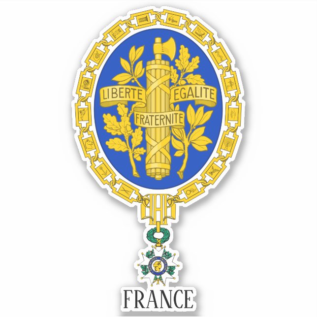 Pegatina Patriótico Del Escudo Nacional De Armas De Francia (Anverso)